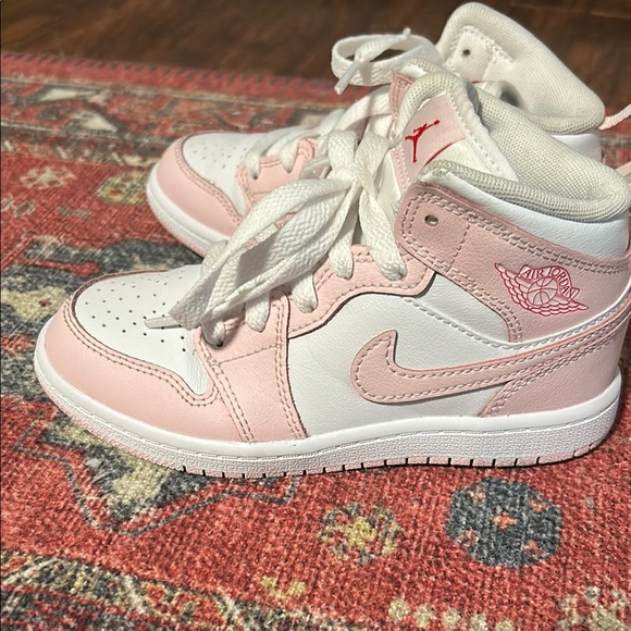 Kids Jordan Pink and White Sneakers - Picture 5 of 8
